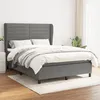 Image de vidaXL Lit Ã  sommier tapissier avec matelas Gris foncÃ© 140x200cm Tissu