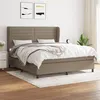 Image de vidaXL Sommier à lattes de lit avec matelas Taupe 180x200 cm Tissu