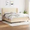 Image de vidaXL Lit à sommier tapissier avec matelas Crème 180x200 cm Tissu