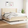 Image de vidaXL Sommier à lattes de lit avec matelas Crème 200x200 cm Tissu