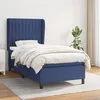 Image de vidaXL Sommier à lattes de lit avec matelas Bleu 90x200 cm Tissu