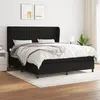 Image de vidaXL Sommier à lattes de lit avec matelas Noir 160x200 cm Tissu
