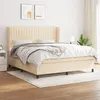 Image de vidaXL Lit à sommier tapissier avec matelas Crème 180x200 cm Tissu