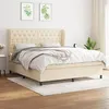 Image de vidaXL Sommier à lattes de lit avec matelas Crème 160x200 cm Tissu