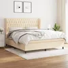 Image de vidaXL Lit à sommier tapissier avec matelas Crème 180x200 cm Tissu