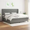 Image de vidaXL Sommier à lattes de lit avec matelas Gris foncé 200x200cm Tissu