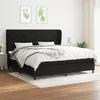 Image de vidaXL Lit à sommier tapissier avec matelas Noir 200x200 cm Tissu