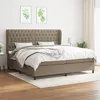 Image de vidaXL Sommier à lattes de lit avec matelas Taupe 200x200 cm Tissu