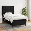 Image de vidaXL Sommier à lattes de lit avec matelas Noir 90x190 cm Tissu