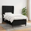 Image de vidaXL Lit Ã  sommier tapissier avec matelas Noir 90x190 cm Tissu