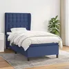 Image de vidaXL Sommier à lattes de lit avec matelas Bleu 90x200 cm Tissu3128259