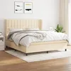 Image de 3128298 Vidaxl Lit À Sommier Tapissier Avec Matelas Crème 160x200 Cm Tissu