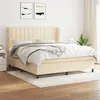 Image de vidaXL Lit à sommier tapissier avec matelas Crème 180x200 cm Tissu