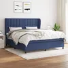 Image de vidaXL Sommier à lattes de lit avec matelas Bleu 180x200 cm Tissu