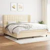 Image de vidaXL Lit à sommier tapissier avec matelas Crème 200x200 cm Tissu