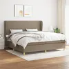 Image de vidaXL Sommier à lattes de lit avec matelas Taupe 200x200 cm Tissu