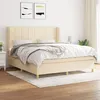 Image de vidaXL Sommier à lattes de lit avec matelas Crème 160x200 cm Tissu