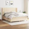 Image de 3128538 vidaXL Lit Ã  sommier tapissier avec matelas CrÃ¨me 160x200 cm Tissu