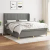 Image de vidaXL Sommier à lattes de lit avec matelas Gris foncé 180x200cm Tissu