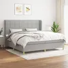 Image de vidaXL Sommier à lattes de lit avec matelas Gris clair 200x200cm Tissu