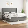 Image de vidaXL Sommier à lattes de lit avec matelas Gris foncé 200x200cm Tissu