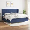Image de vidaXL Sommier à lattes de lit avec matelas Bleu 200x200 cm Tissu
