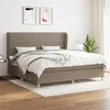 Image de vidaXL Sommier à lattes de lit avec matelas Taupe 200x200 cm Tissu