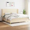 Image de vidaXL Sommier à lattes de lit avec matelas Crème 200x200 cm Tissu