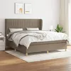 Image de vidaXL Sommier à lattes de lit avec matelas Taupe 160x200 cm Tissu