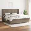 Image de vidaXL Sommier à lattes de lit avec matelas Taupe 200x200 cm Tissu