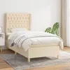 Image de vidaXL Sommier à lattes de lit avec matelas Crème 100x200 cm Tissu