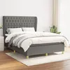 Image de vidaXL Sommier à lattes de lit avec matelas Gris foncé 140x190cm Tissu