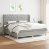 Image de vidaXL Sommier à lattes de lit avec matelas Gris clair 200x200cm Tissu