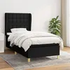 Image de vidaXL Sommier à lattes de lit avec matelas Noir 90x190 cm Tissu