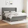 Image de vidaXL Lit à sommier tapissier avec matelas Gris foncé 160x200cm Tissu