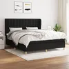 Image de vidaXL Lit à sommier tapissier avec matelas Noir 160x200 cm Tissu