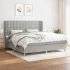 Image de vidaXL Sommier à lattes de lit avec matelas Gris clair 200x200cm Tissu