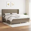 Image de vidaXL Sommier à lattes de lit avec matelas Taupe 200x200 cm Tissu