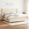 Image de vidaXL Sommier à lattes de lit avec matelas Crème 200x200 cm Tissu