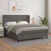 Image de vidaXL Sommier à lattes de lit avec matelas Gris 180x200 cm Similicuir