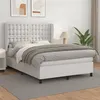 Image de vidaXL Lit à sommier tapissier avec matelas Blanc 140x190cm Similicuir