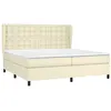 Image de vidaXL Lit à sommier tapissier avec matelas Crème 200x200cm Similicuir