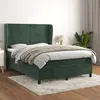 Image de vidaXL Sommier à lattes de lit et matelas Vert foncé 140x190cm Velours