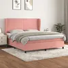 Image de vidaXL Sommier à lattes de lit avec matelas Rose 160x200 cm Velours