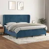 Image de vidaXL Sommier à lattes de lit et matelas Bleu foncé 200x200cm Velours