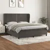 Image de vidaXL Sommier à lattes de lit et matelas Gris foncé 180x200cm Velours