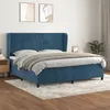 Image de vidaXL Sommier à lattes de lit et matelas Bleu foncé 200x200cm Velours