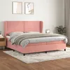 Image de vidaXL Sommier à lattes de lit avec matelas Rose 200x200 cm Velours