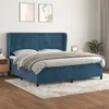 Image de vidaXL Sommier à lattes de lit et matelas Bleu foncé 200x200cm Velours
