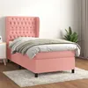 Image de vidaXL Sommier à lattes de lit avec matelas Rose 90x200 cm Velours